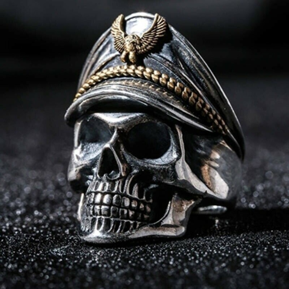 Goth Skull Biker Ring Stainless Steel NWT-